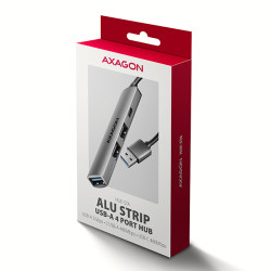 AXAGON HUE-STA, 4x USB ALU STRIP húb, 1x USB-A 5Gbps, 2x USB-A & 1x USB-C 480Mbps, kábel USB-A 12cm