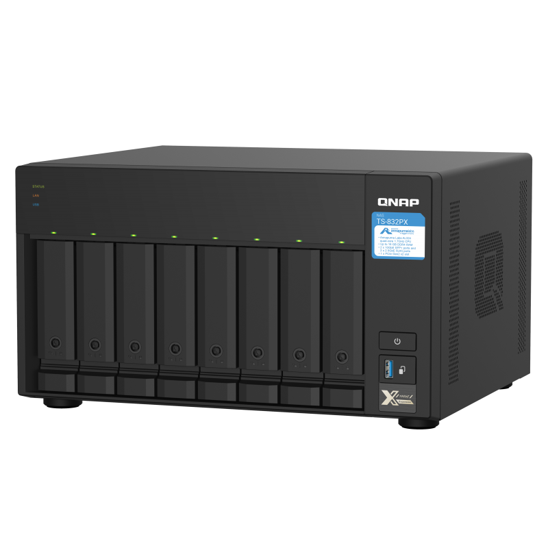 QNAP TS-832PX-4G (1,7GHz, 4GB RAM, 8x SATA, 2x 2,5GbE, 2x 10G SFP+, 1x PCIe slot, 3x USB 3.2)