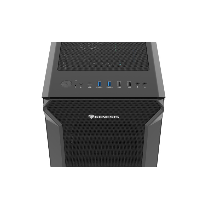 Počítačová skriňa Genesis IRID 505F/Midi Tower/Transpar./Čierna
