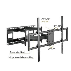 Výsuvný držiak Brateck LPA77-696 pre TV 60''-120'' 120kg polohovateľný nástenný Heavy Duty