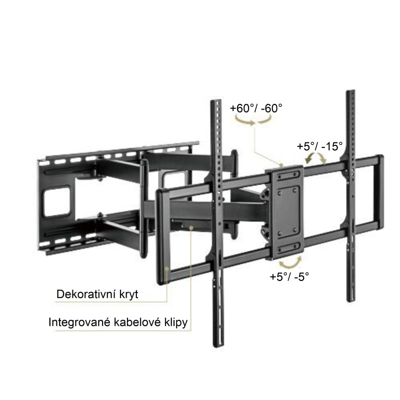 Výsuvný držiak Brateck LPA77-696 pre TV 60''-120'' 120kg polohovateľný nástenný Heavy Duty