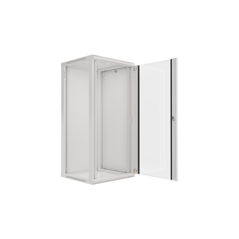 LANBERG RACKOVÁ SKRIŇA 19'' NÁSTENNÁ 27U/600X600 (FLAT PACK) S PRESKLENÝMI DVERAMI ŠEDÁ V2