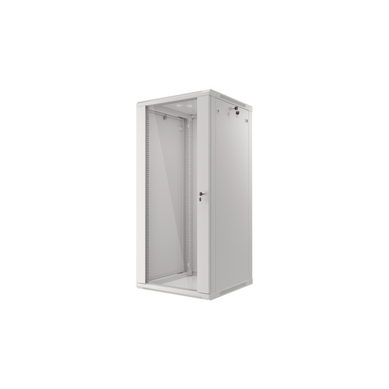 LANBERG RACKOVÁ SKRIŇA 19'' NÁSTENNÁ 27U/600X600 (FLAT PACK) S PRESKLENÝMI DVERAMI ŠEDÁ V2
