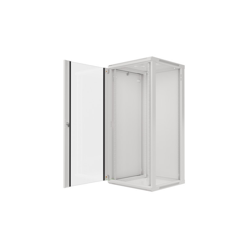 LANBERG RACKOVÁ SKRIŇA 19'' NÁSTENNÁ 27U/600X600 (FLAT PACK) S PRESKLENÝMI DVERAMI ŠEDÁ V2