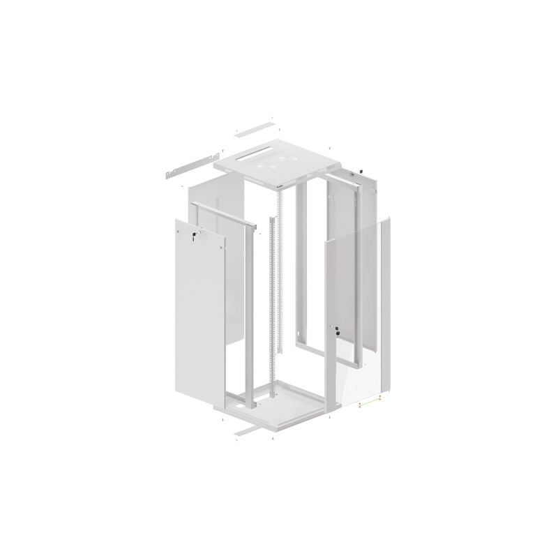 LANBERG RACKOVÁ SKRIŇA 19'' NÁSTENNÁ 27U/600X600 (FLAT PACK) S PRESKLENÝMI DVERAMI ŠEDÁ V2