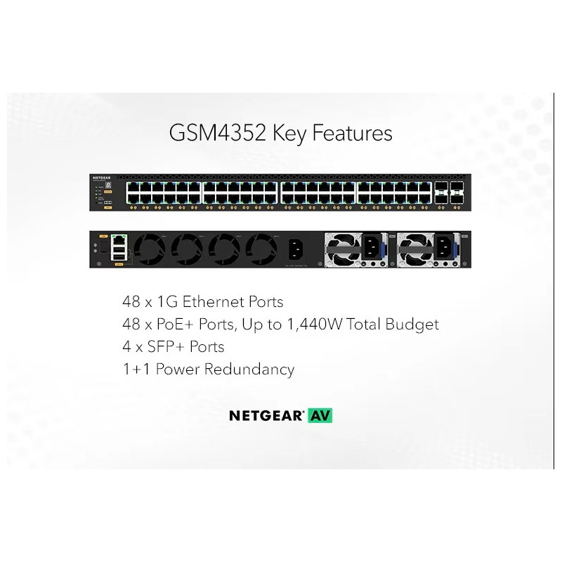 NETGEAR M4350-48G4XF MANAGED SWITCH, GSM4352