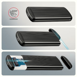 AXAGON EEM2-SC, USB-C 10Gbps externý box pre M.2 NVMe SSD, bezšroubový, žebrovaný hliník