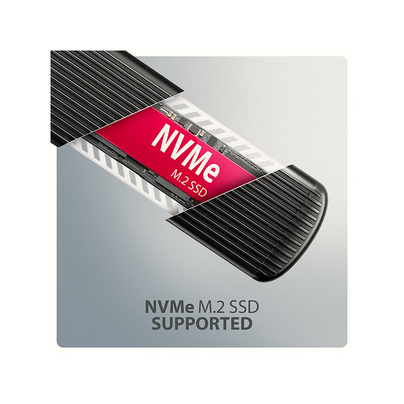AXAGON EEM2-SC, USB-C 10Gbps externý box pre M.2 NVMe SSD, bezšroubový, žebrovaný hliník