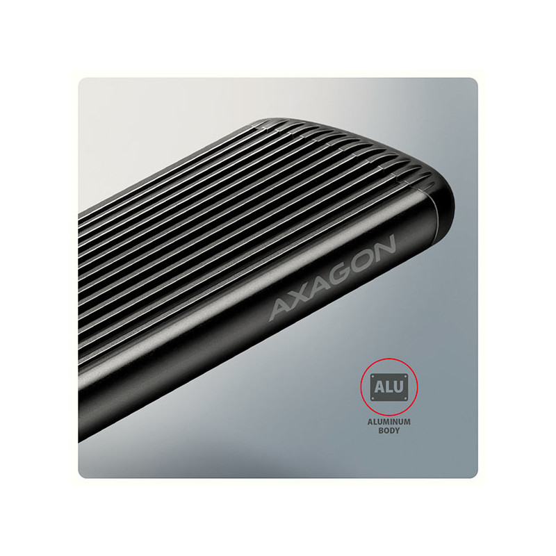 AXAGON EEM2-SC, USB-C 10Gbps externý box pre M.2 NVMe SSD, bezšroubový, žebrovaný hliník