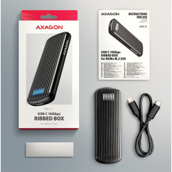 AXAGON EEM2-SC, USB-C 10Gbps externý box pre M.2 NVMe SSD, bezšroubový, žebrovaný hliník