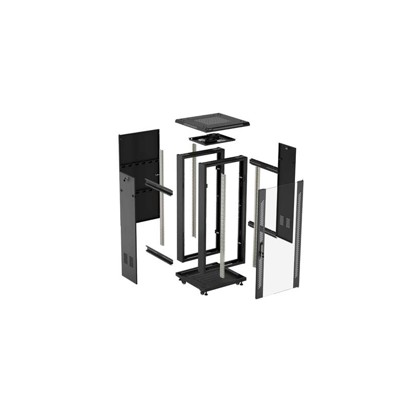 LANBERG 19'' VOĽNE STOJÚCA RACKOVÁ SKRIŇA 37U/600X600 (FLAT PACK) S PRESKLENÝMI DVERAMI ČIERNA
