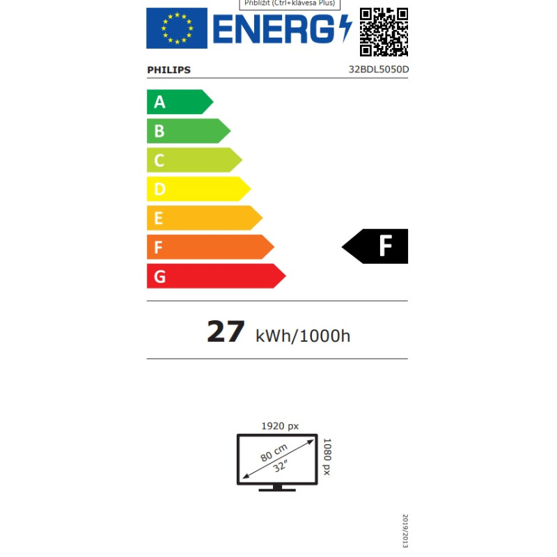 32'' D-LED Philips 32BDL5050D-FHD, 500cd, AN, 24/7