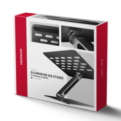 AXAGON STND-LQB hliníkový HQ stojan na notebook 10''-17.3'' nastaviteľná výška a uhol, čierny
