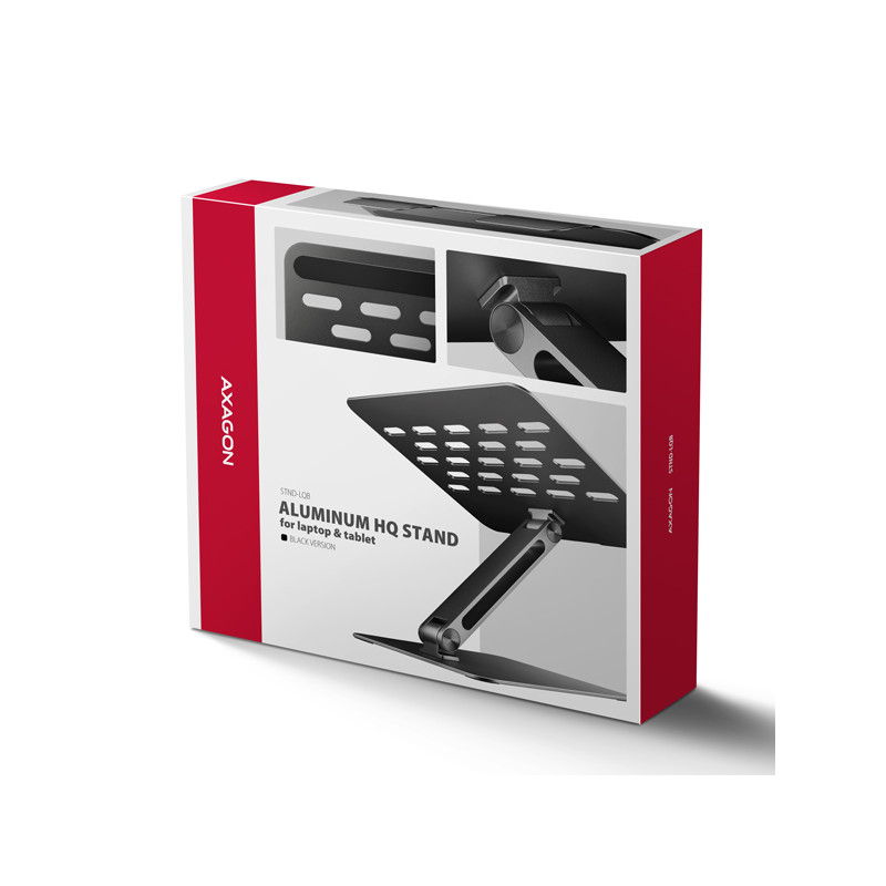AXAGON STND-LQB hliníkový HQ stojan na notebook 10''-17.3'' nastaviteľná výška a uhol, čierny