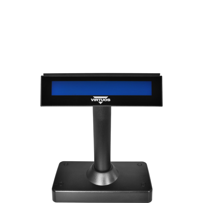 LCD zákaznícky displej Virtuos FL-730MB 2x20, RS232, obojstranný, čierny