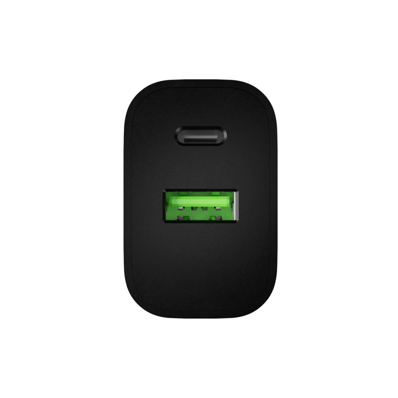Univerzálna nabíjačka Natec RIBERA 20 W, 1X USB-A + 1X USB-C, čierna