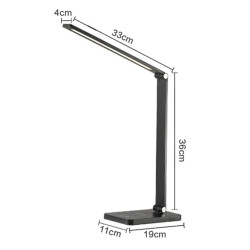 FELLOWES - Platinet PDL888S stolná LED lampa 10W stmievateľná, bezdrôtové nabíjanie, USB port, strieborná
