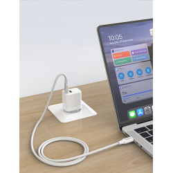 ER - TPU KÁBEL USB-C / USB-C 1,5M, 5A, 100W BIELÝ