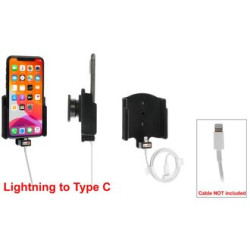 Brodit držiak do auta na Apple iPhone 11 Pro v zamate, bez búzdra, s priechodkou pre Lightning kábel