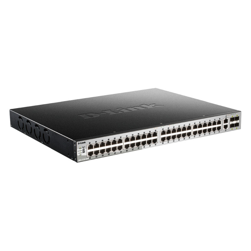 D-Link DGS-3130-54PS L3 Stck. Mng. PoE switch, 48x GbE PoE+, 2x 10G RJ-45, 4x 10G SFP+, PoE 370W