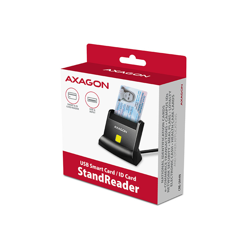 AXAGON CRE-SM4N, USB-A čítačka kontaktných kariet Smart Card (eObčanka), stojanková, kábel 1.3 m