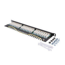 LANBERG PATCH PANEL 24 PORTOV 0,5U 19'' CAT.5E FTP TIENE ČIERNY