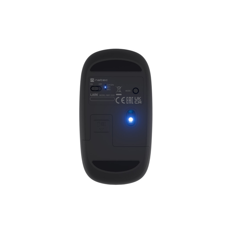 Myš bezdrôtová Natec LARK/Kancelárska/Blue Sense/4 000 DPI/USB+BT/Čierna