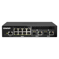 QNAP riadený switch QSW-M2108R-2C (8x 2,5GbE RJ45 a 2x kombo 10GbE SFP+/RJ-45, malá šírka)