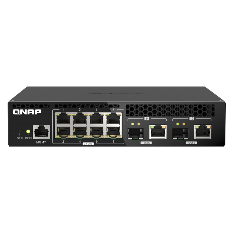 QNAP riadený switch QSW-M2108R-2C (8x 2,5GbE RJ45 a 2x kombo 10GbE SFP+/RJ-45, malá šírka)