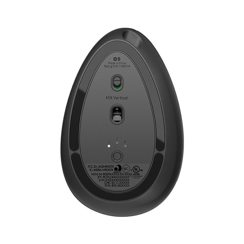 Logitech MX/Vertikálna/Optická/Pre pravákov/4 000 DPI/Drôtová+bezdrôtová/Čierna