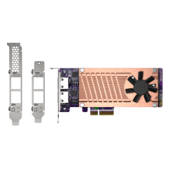 QNAP QM2 series, 2 x PCIe 2280 M.2 SSD slots, PCIe Gen3 x 4, 2 x Intel I225LM 2.5GbE NBASE-T port