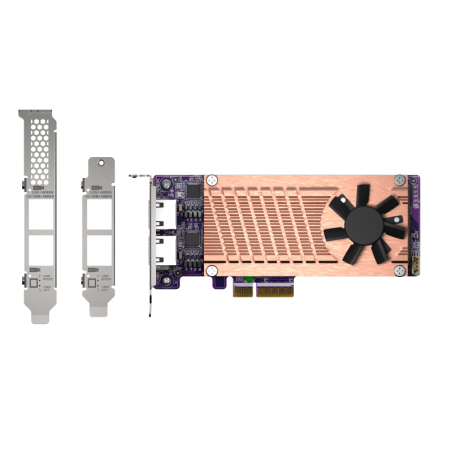 QNAP QM2 series, 2 x PCIe 2280 M.2 SSD slots, PCIe Gen3 x 4, 2 x Intel I225LM 2.5GbE NBASE-T port