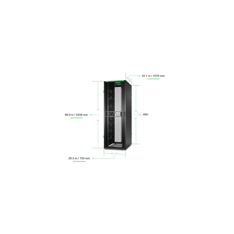 APC NetShelter SX Gen 2, 48U Server Rack Enclosure 750mm x 1070mm w/ Sides Black