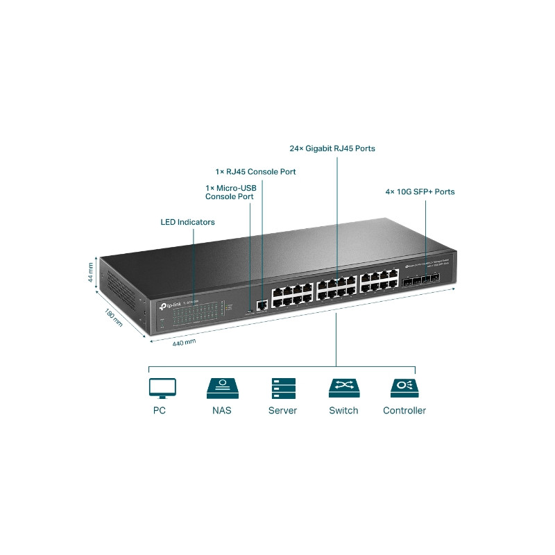 TP-Link TL-SG3428X-UPS 2xGb 4x10G SFP+ UPS Power supply manag.switch