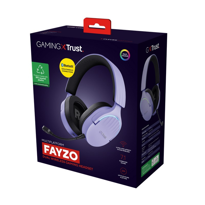 Trust Gaming GXT 491P Fayzo/7.1/Jack/Drôt/BT-USB/Bezdrôt/Fialová