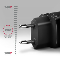 AXAGON ACU-PQ20 nabíjačka do siete 20W, 2x port (USB-A + USB-C), PD3.0/PPS/QC4+/AFC/Apple, čierna