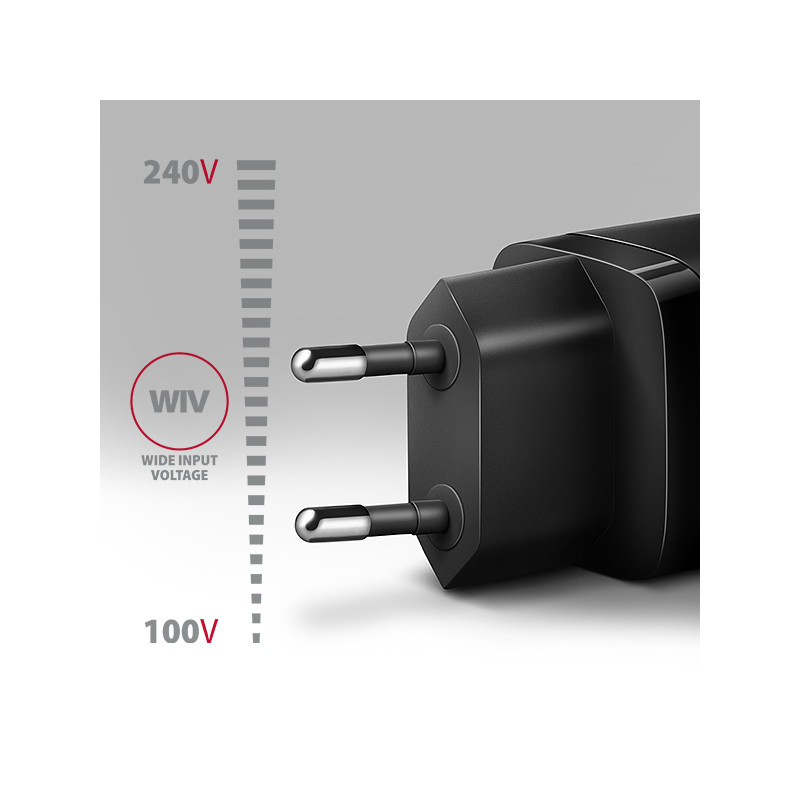 AXAGON ACU-PQ20 nabíjačka do siete 20W, 2x port (USB-A + USB-C), PD3.0/PPS/QC4+/AFC/Apple, čierna