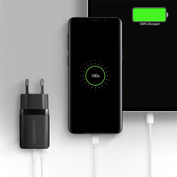 AXAGON ACU-PQ20 nabíjačka do siete 20W, 2x port (USB-A + USB-C), PD3.0/PPS/QC4+/AFC/Apple, čierna
