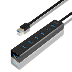AXAGON HUE-SA7BP, 7x USB 3.0 ALU CHARGING húb, vr. AC adaptéra, kábel USB-A 40cm