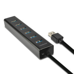 AXAGON HUE-SA7BP, 7x USB 3.0 ALU CHARGING húb, vr. AC adaptéra, kábel USB-A 40cm