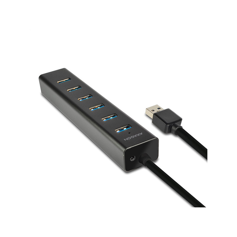 AXAGON HUE-SA7BP, 7x USB 3.0 ALU CHARGING húb, vr. AC adaptéra, kábel USB-A 40cm
