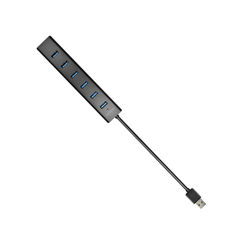 AXAGON HUE-SA7BP, 7x USB 3.0 ALU CHARGING húb, vr. AC adaptéra, kábel USB-A 40cm