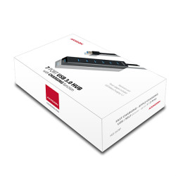 AXAGON HUE-SA7BP, 7x USB 3.0 ALU CHARGING húb, vr. AC adaptéra, kábel USB-A 40cm