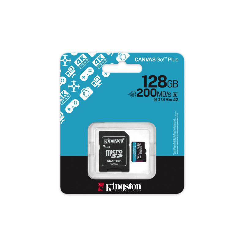 Kingston Canvas Go Plus A2/Micro SDXC/128GB/UHS-I U3/Class 10/+ Adaptér