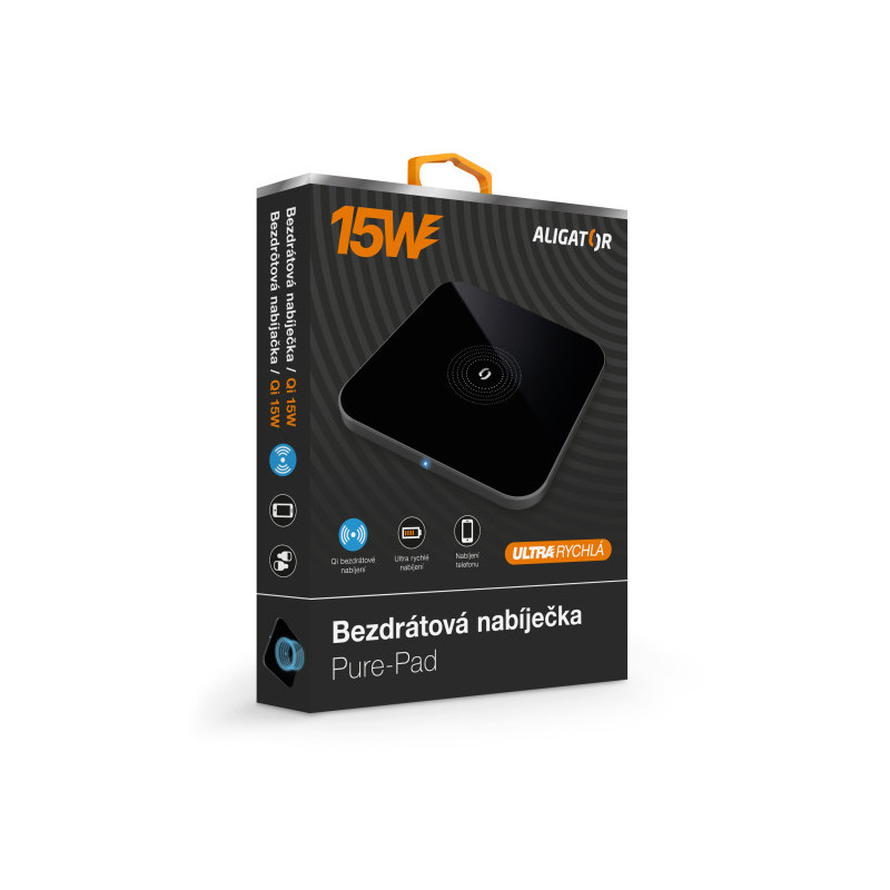 ALIGATOR bezdrôtová nabíjačka Aligator Pure-Pad 15W, čierna