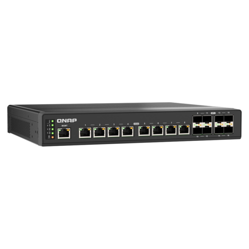 QNAP riadený priemyselný switch QSW-IM3216-8S8T:16x 10G porty (8x 10Gb SFP+ a 8x 10Gb RJ-45)