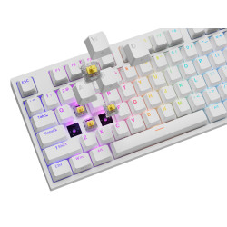 Herná mechanická klávesnica Genesis THOR 404/RGB/Gateron Yellow Pro/Drôtové USB-A/US layout/Biela