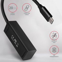 AXAGON HUE-M1C, 4x USB 3.2 Gen 1 MINI húb, kovový, kábel USB-C 20cm