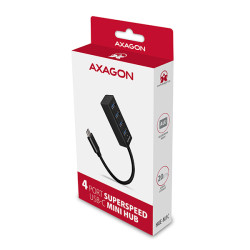 AXAGON HUE-M1C, 4x USB 3.2 Gen 1 MINI húb, kovový, kábel USB-C 20cm