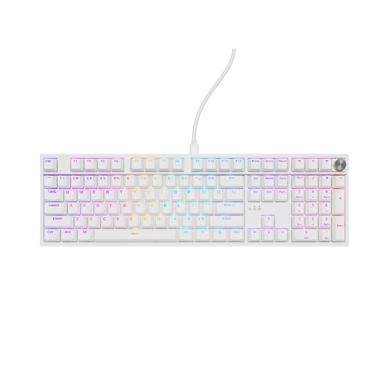 Herná mechanická klávesnica Genesis THOR 404/RGB/Outemu Peach Silent/Drôtové USB-A/US layout/Biela